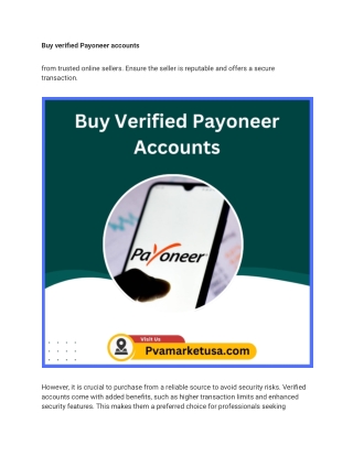 Top 8 Place To Buy Verified Payoneer account -USA