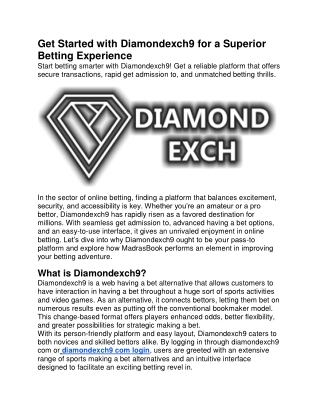 Get Started with Diamondexch9 for a Superior Betting Experience