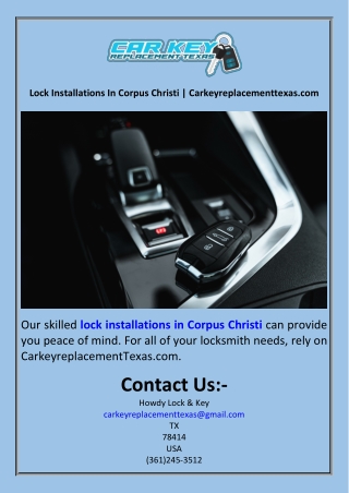 Lock Installations In Corpus Christi  Carkeyreplacementtexas.com