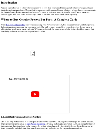 Where to Buy Genuine Prevost Bus Parts: A Complete Guide