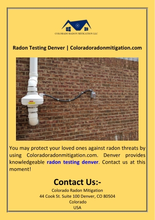 Radon Testing Denver  Coloradoradonmitigation.com