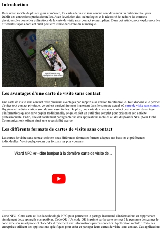 Les nouveaux usages de la carte de visite sans contact dans l'ère du numérique
