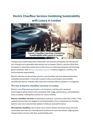 Electric Chauffeur Services Combining Sustainability with Luxury in London