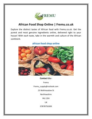 African Food Shop Online  Fremu.co.uk