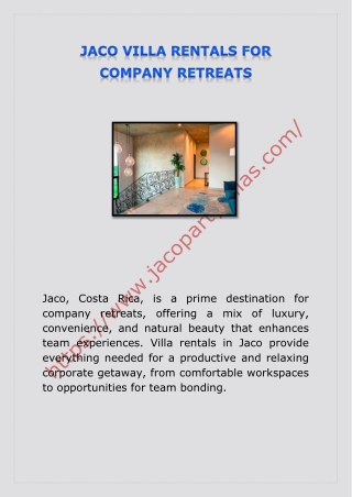 JACO VILLA RENTALS FOR COMPANY RETREATS