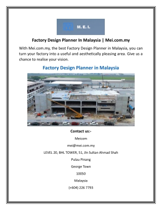 Factory Design Planner In Malaysia  Mei.com.my