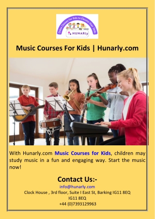 Music Courses For Kids  Hunarly.com