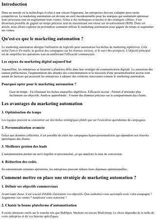 “Utiliser le marketing automation pour gagner du temps et augmenter ses ventes“