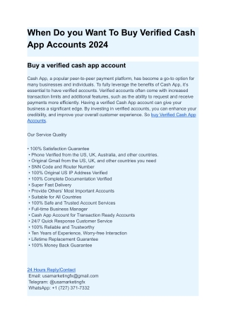 When Do you Want To Buy Verified Cash App Accounts 2024