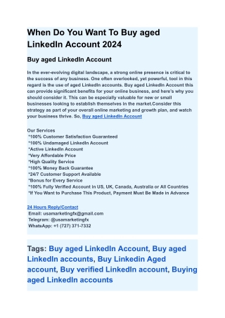 When Do You Want To Buy aged LinkedIn Account 2024