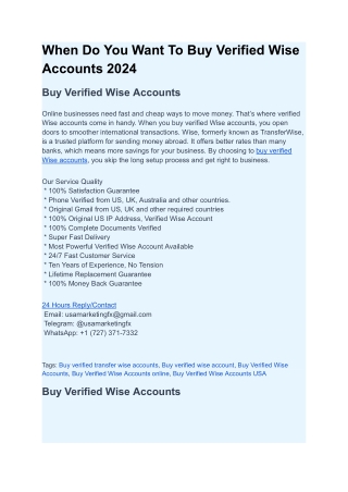 When Do You Want To Buy Verified Wise Accounts 2024