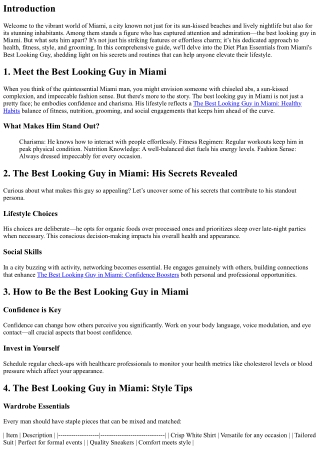 Diet Plan Essentials from Miami’s Best Looking Guy