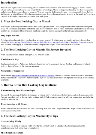 Fashion Tips for Every Occasion From the Best Looking Guy in Miami