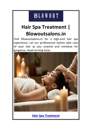 Hair Spa Treatment  Blowoutsalons.in