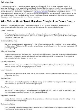 What Makes a Great Class-A Motorhome? Insights from Prevost Owners
