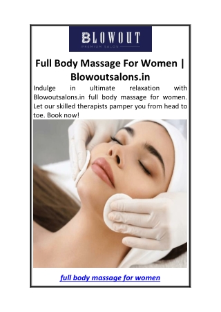 Full Body Massage For Women  Blowoutsalons.in