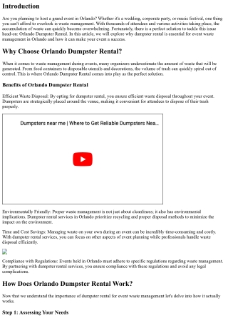 Orlando Dumpster Rental: The Perfect Solution for Event Waste Management