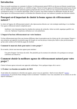 Comment choisir la meilleure agence de référencement naturel pour votre projet ?