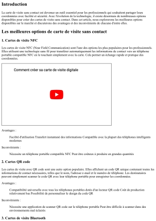 Les meilleures options de carte de visite sans contact