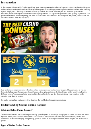 Ultimate Guide to the Best Online Casino Sign-Up Bonuses