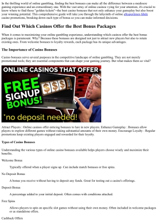 What Casinos Offer The Best Bonus Packages?