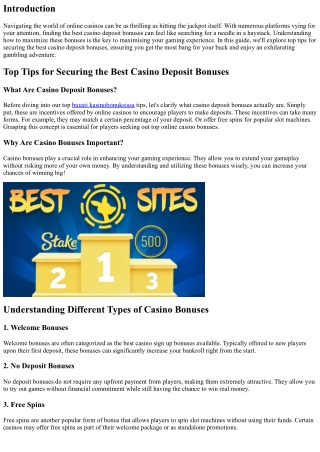 Top Tips for Securing the Best Casino Deposit Bonuses