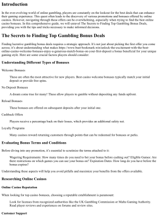 The Secrets to Finding Top Gambling Bonus Deals