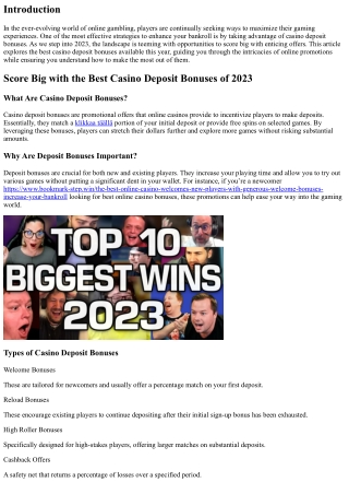 Score Big with the Best Casino Deposit Bonuses of 2023