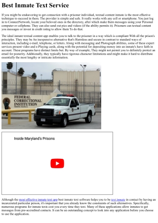 Most effective Inmate Textual content Support