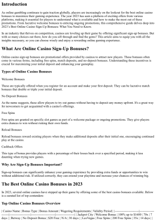 2023’s Best Online Casino Sign-Up Bonuses: What You Need to Know
