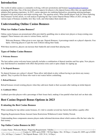 Exploring the Top Casino Deposit Bonus Offers of 2023