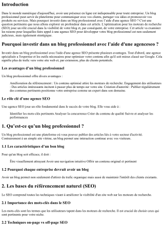 Pourquoi investir dans un blog professionnel avec l’aide d'une agenceseo ?