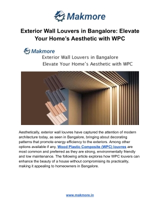 Exterior Wall Louvers in Bangalore: Elevate Your Home’s Aesthetic with WPC