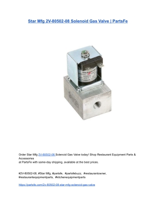 Star Mfg 2V-80502-08 Solenoid Gas Valve _ PartsFe