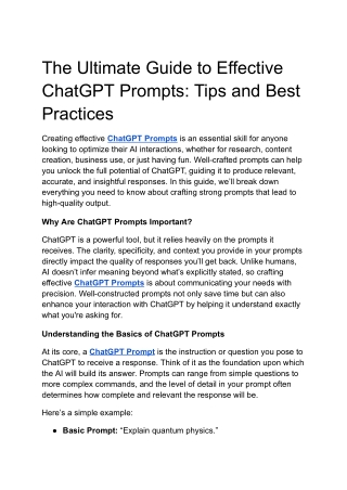 The Ultimate Guide to Effective ChatGPT Prompts: Tips and Best Practices
