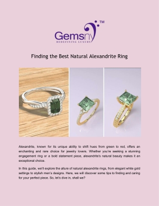 Finding the Best Natural Alexandrite Ring