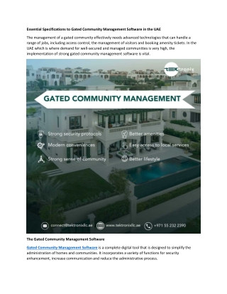 Essential Features for Gated Community Management Software in the UAE