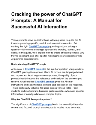 Cracking the power of ChatGPT Prompts_ A Manual for Successful AI Interaction