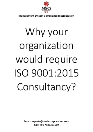 Why your organization would require ISO 9001