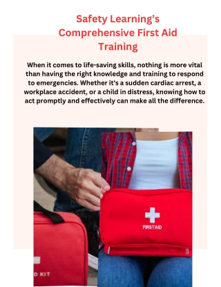 Safety Learning’s Comprehensive First Aid Training