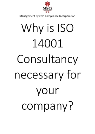 Why is ISO 14001 Consultancy necessary for your company