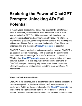 Exploring the Power of ChatGPT Prompts_ Unlocking AI's Full Potential