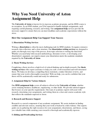 Why You Need University of Aston Assignment Help