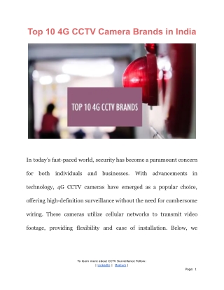Top 10 4G CCTV Camera Brands in India