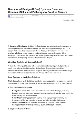 educationpointindia3.wordpress.com-Bachelor of Design BDes Syllabus Overview Courses Skills and Pathways to Creativenbsp