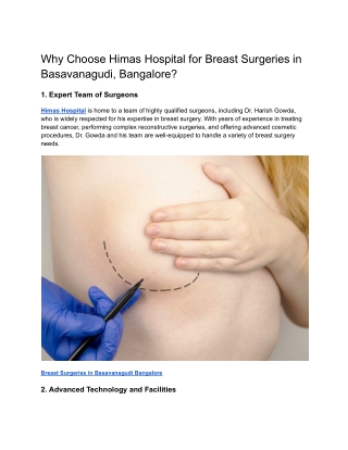 Why Choose Himas Hospital for Breast Surgeries in Basavanagudi, Bangalore