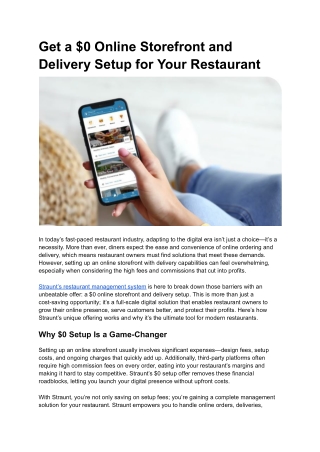 Get a $0 Online Storefront and Delivery Setup for Your Restaurant