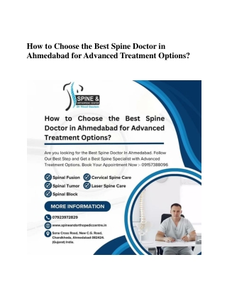 How to Choose the Best Spine Doctor in Ahmedabad for Advanced Treatment Options