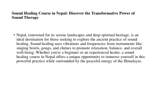 Sound Healing Course in Nepal