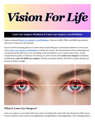 Laser eye surgery cost Brisbane